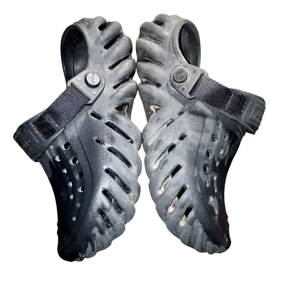 Crocs Slip On Unisex Echo Clogs Black Adjustable Strap J5